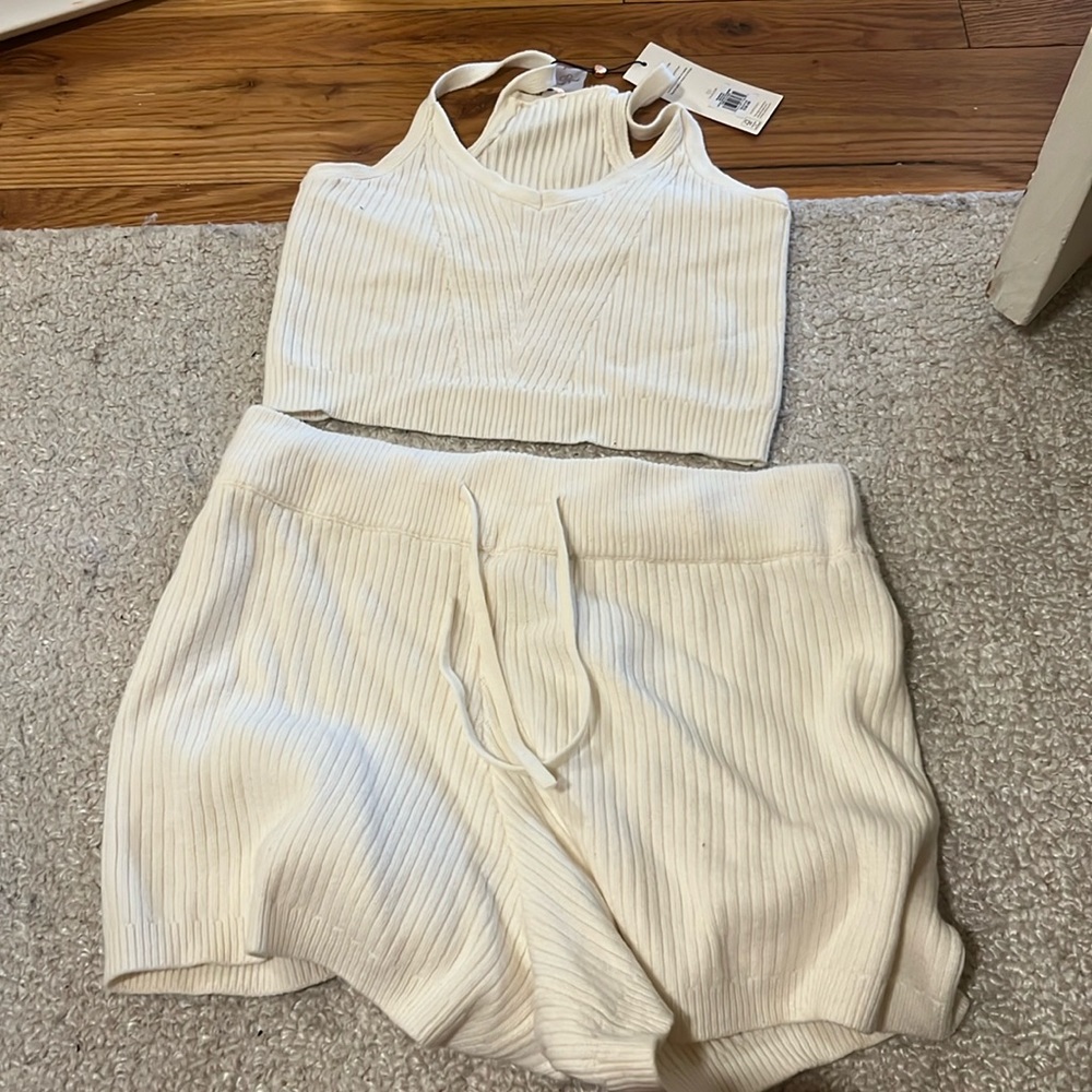 Calia by Carrie white sweater pajama set, perfect for brides/bachelorette
